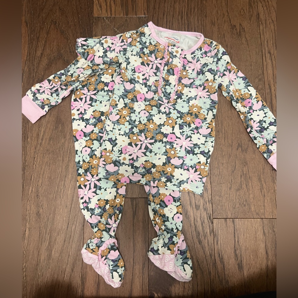 Magnetic Me Pink Floral Footed Pajama Set